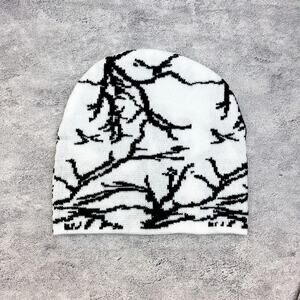 y2k grunge gothic punk black and white lightning beanie